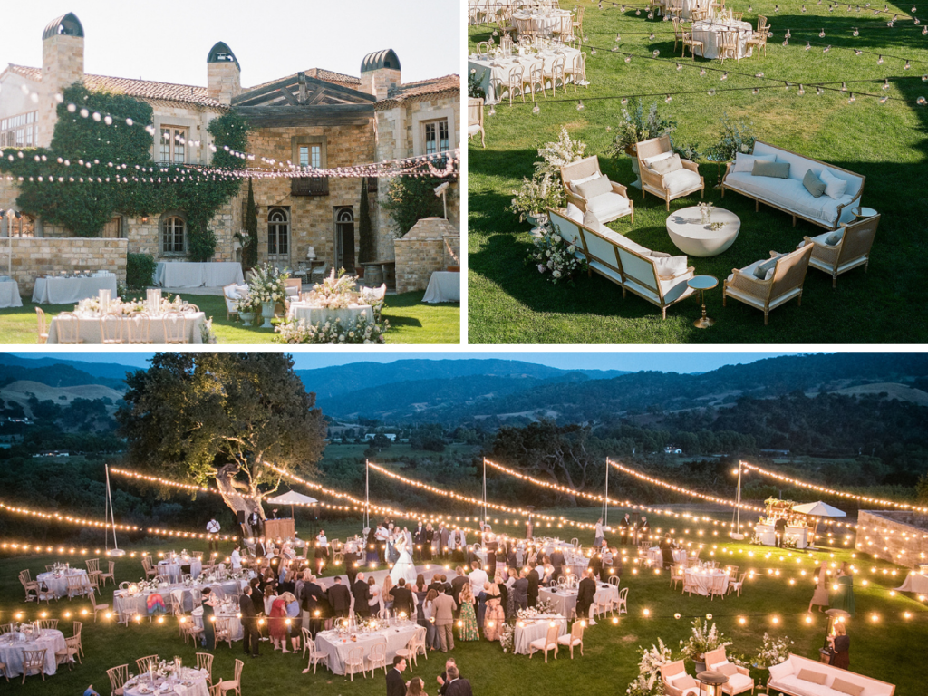 Outdoor wedding reception at Sunstone Villa