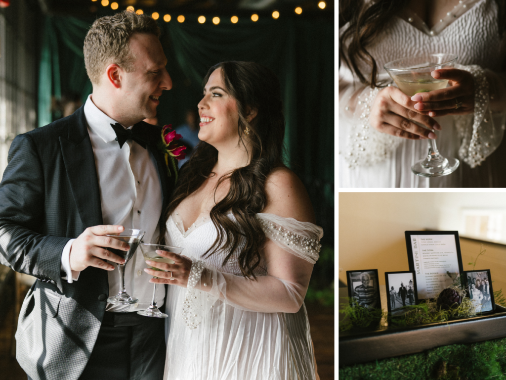 A custom martini bar is sure to wow your wedding guests.