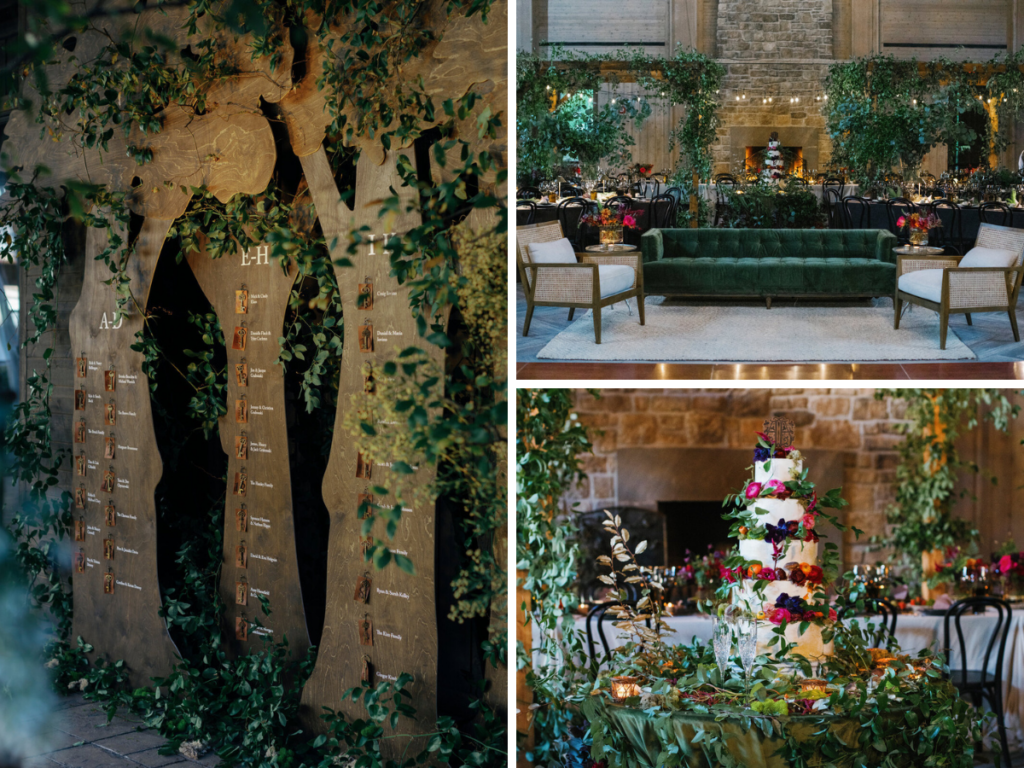 Large-scale installations transformed the wedding reception for Aly and Adam's celebration at Ritz-Carlton Reynolds, Lake Oconee.