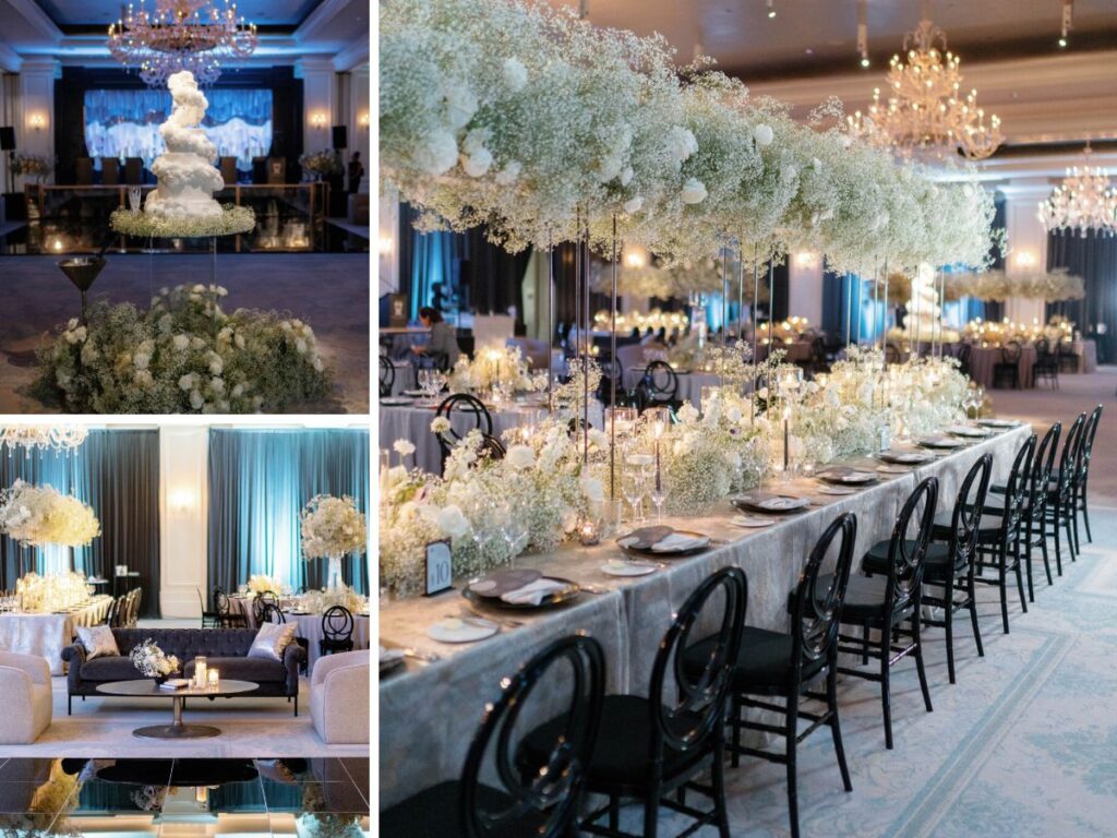 Luxurious wedding reception in the St. Regis Atlanta's Astor Ballroom